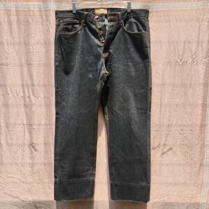 Vintage ROCAWEAR Y2K Black Denim Jeans Mens 36x27 Baggy Button HipHop Streetwear